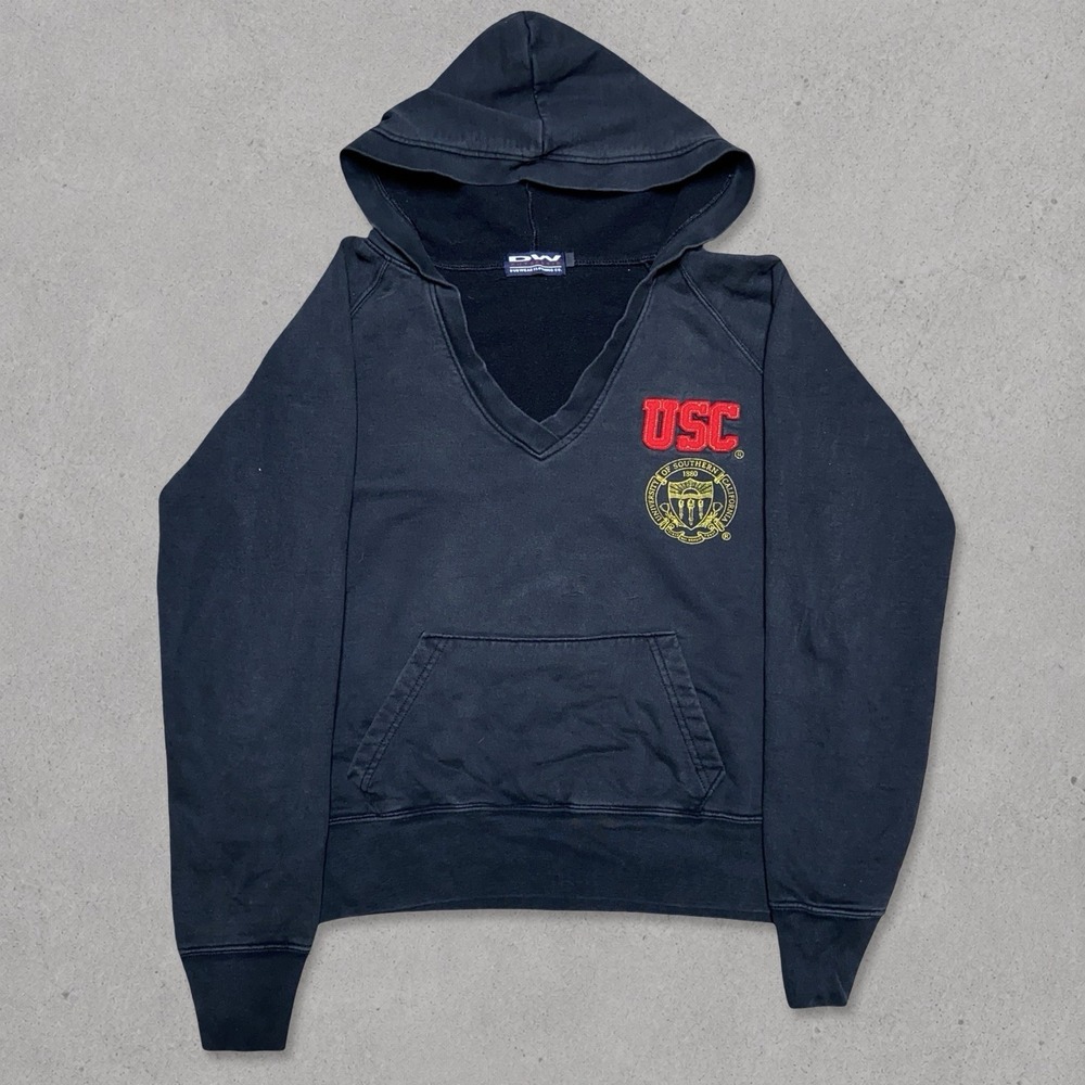 Vintage USC College Hoodie Sweater Women's Large Black University California VTG